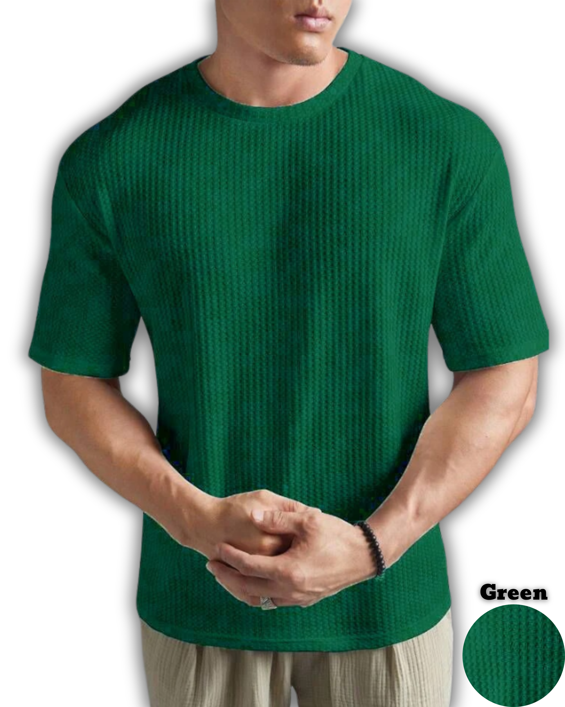 Pack of 4 – Oversized Waffle Knit T-Shirts for Men