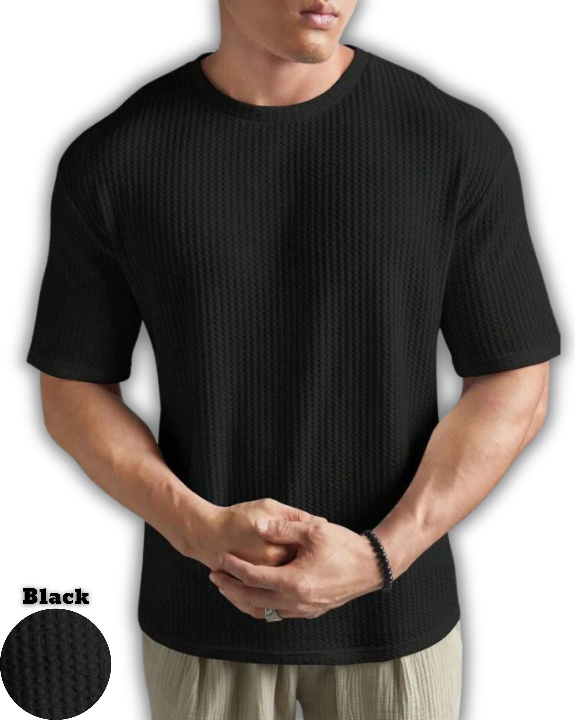Pack of 4 – Oversized Waffle Knit T-Shirts for Men