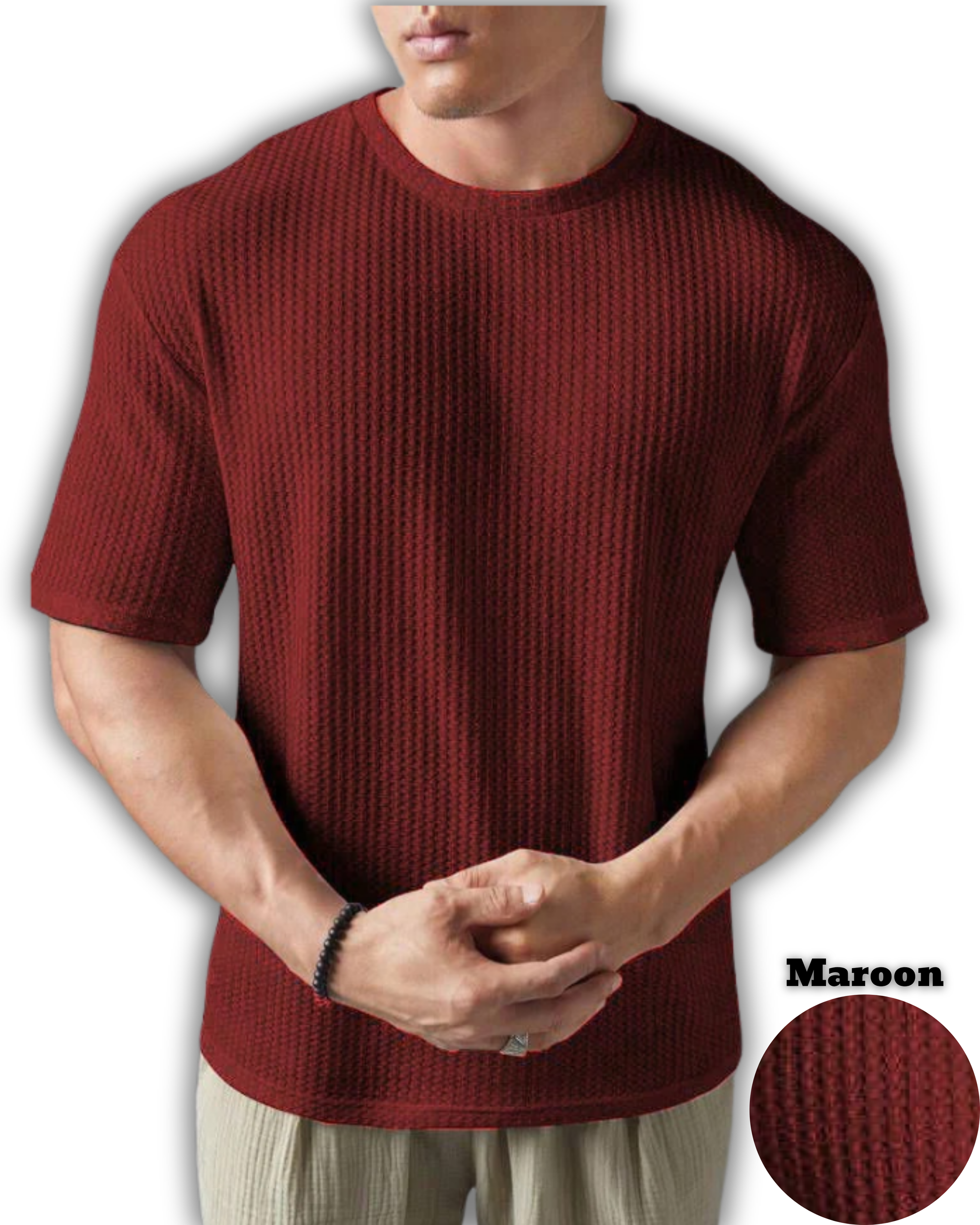 Pack of 4 – Oversized Waffle Knit T-Shirts for Men