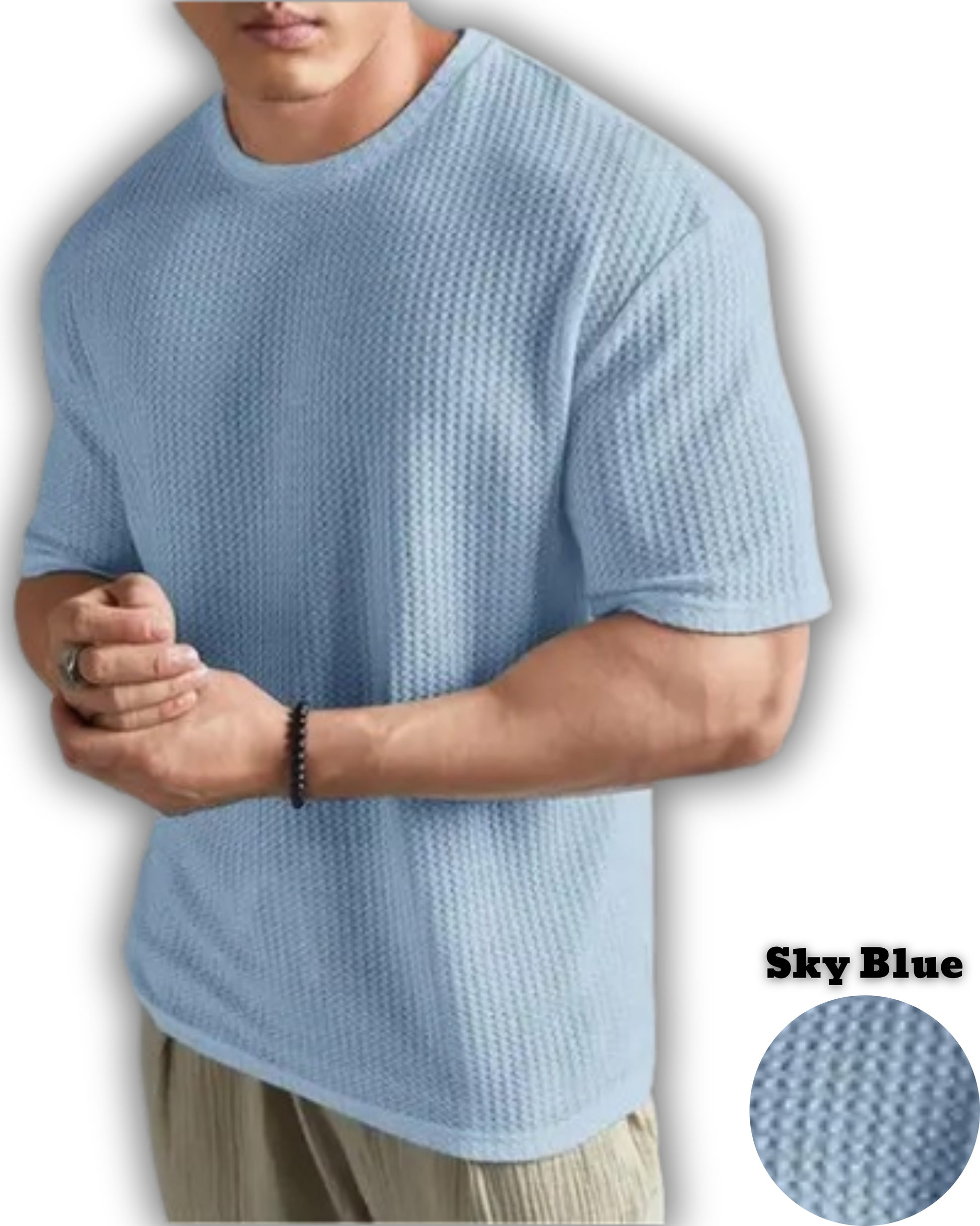 Pack of 4 – Oversized Waffle Knit T-Shirts for Men