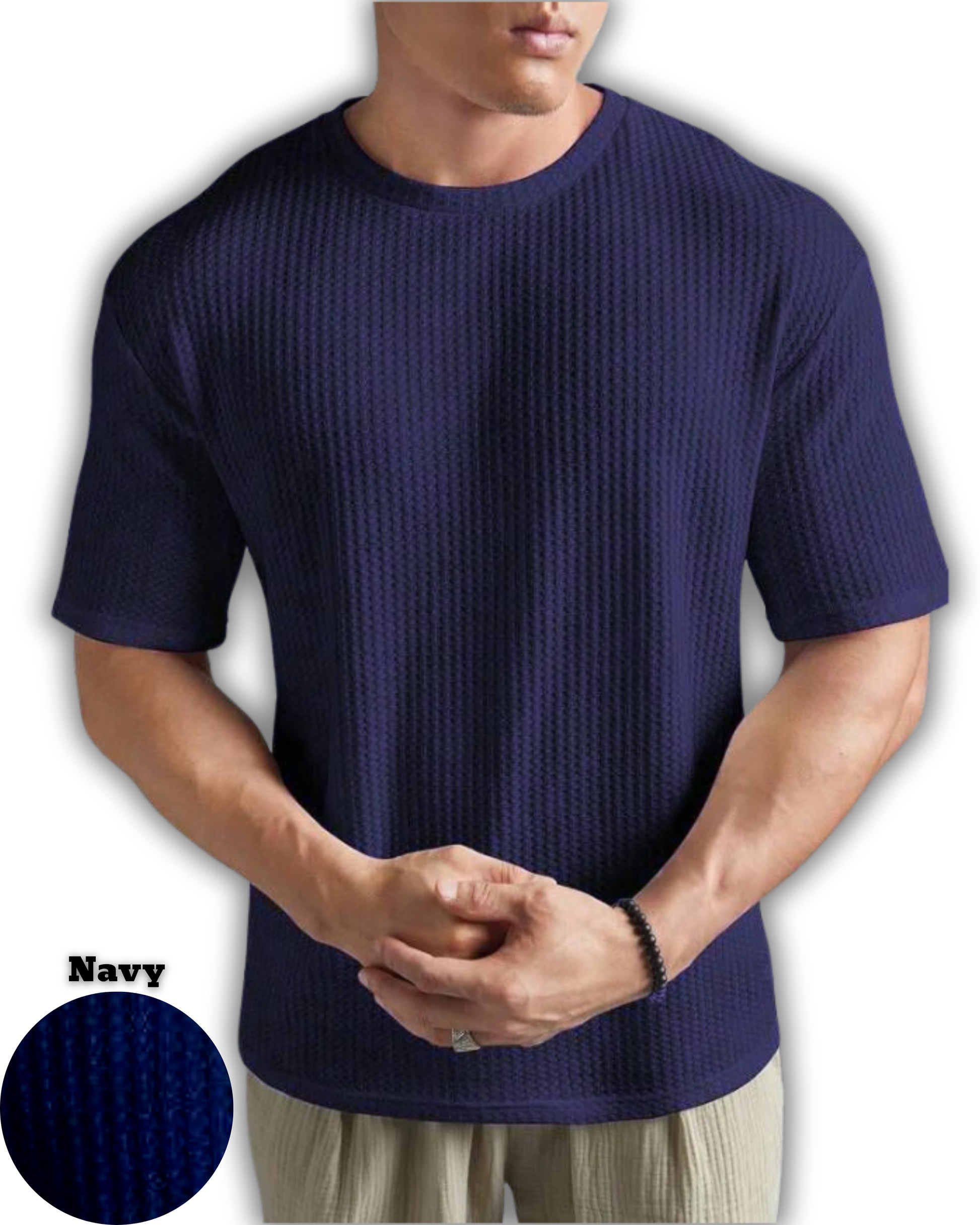 Pack of 4 – Oversized Waffle Knit T-Shirts for Men