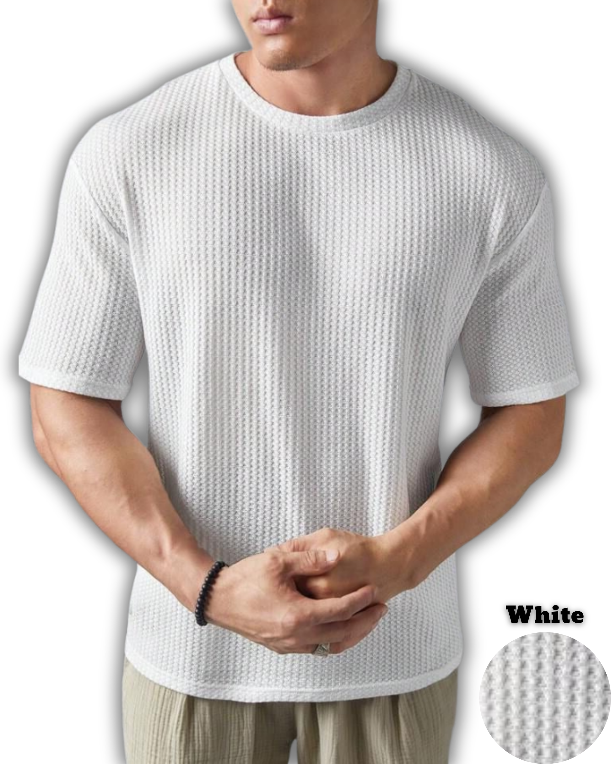 Pack of 4 – Oversized Waffle Knit T-Shirts for Men