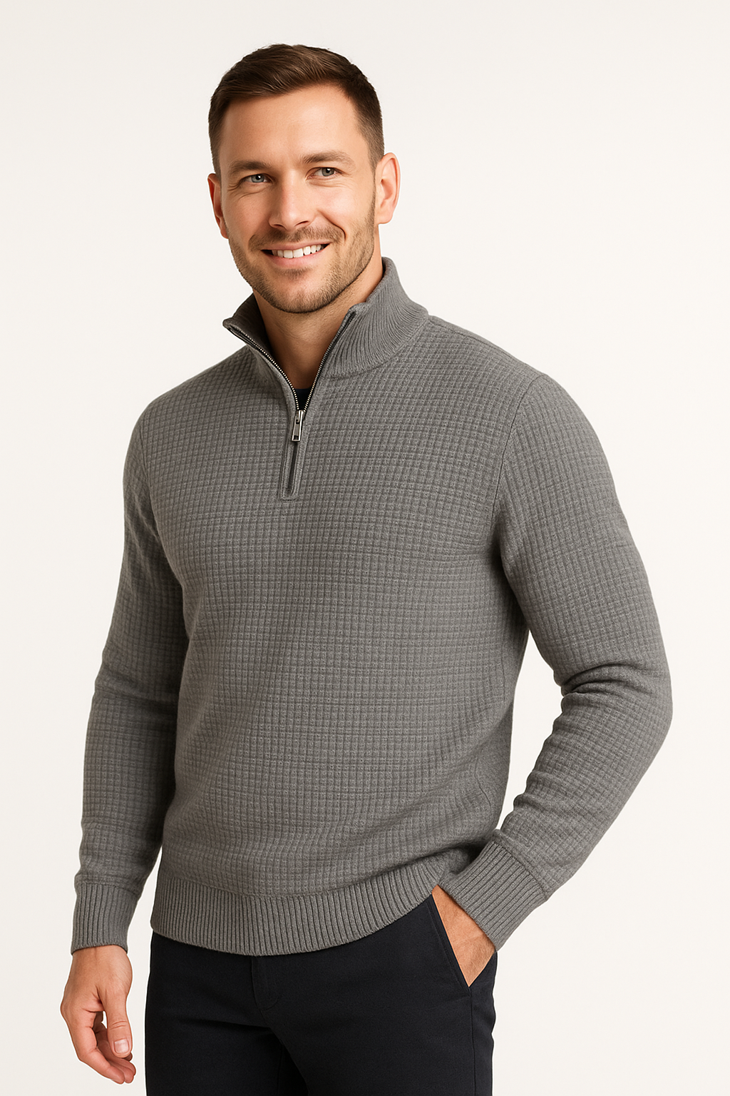 Gray WaffleZip Mockneck – Klynch Wear