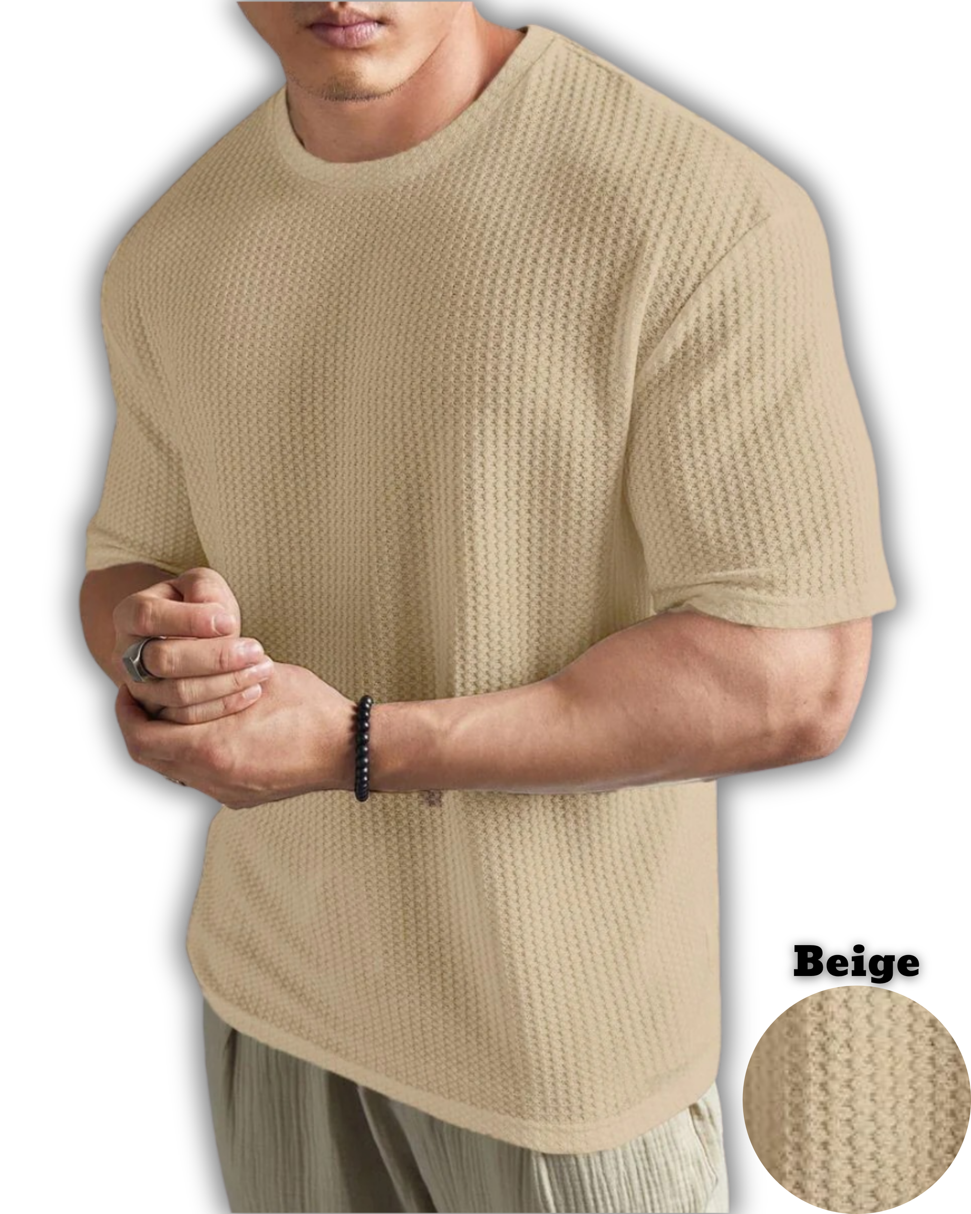 Pack of 4 – Oversized Waffle Knit T-Shirts for Men