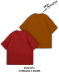 Pack of 2 Oversized | Drop Shoulder Solid Color Tshirts for Men and Women