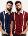 Pack of 2 Zipper Stripe Polo's