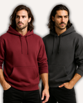 Pack of 2 Men’s Basic Hoodies - Maroon & Charcoal