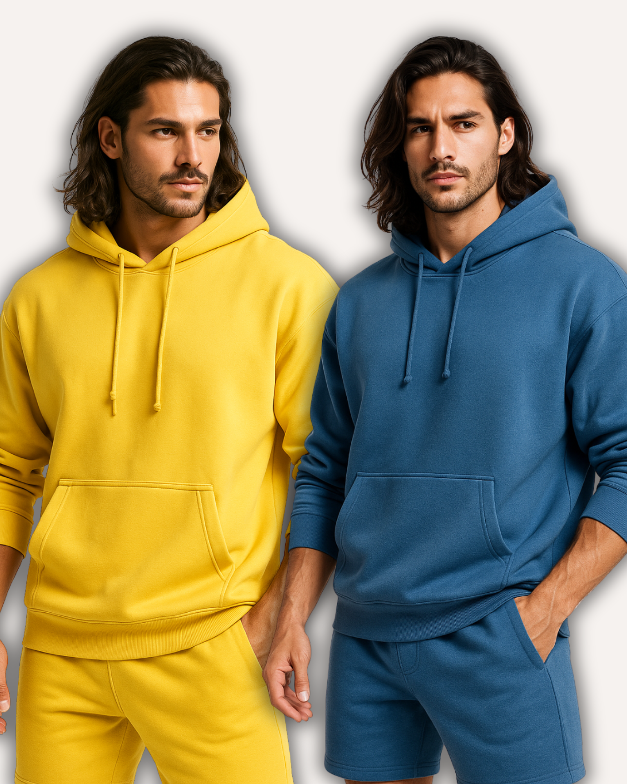 Pack of 2 Men’s Basic Hoodies - Yellow & Blue