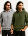 Pack of 2 Men’s Basic Hoodies - Gray & Army Green
