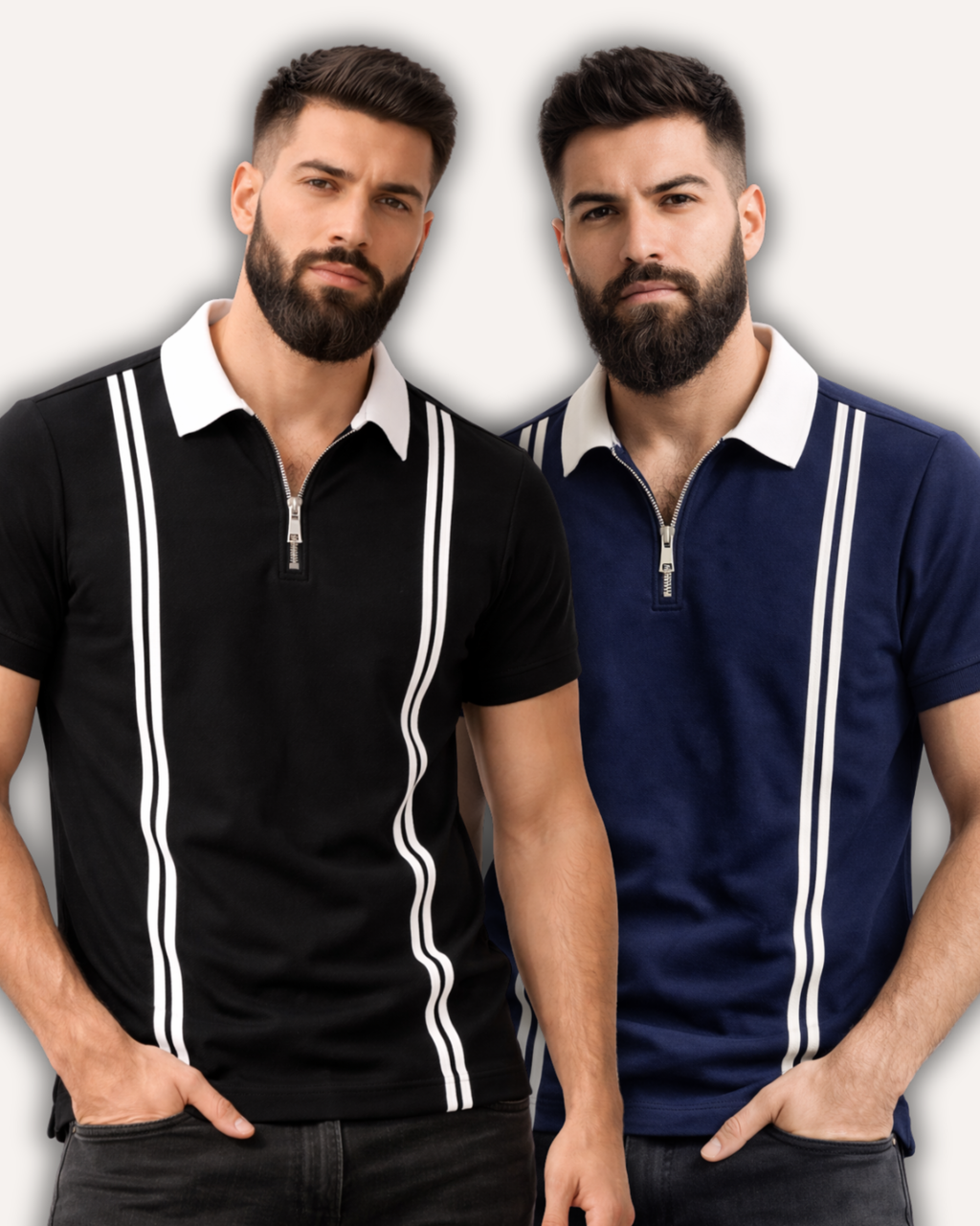Pack of 2 Zipper Stripe Polo's