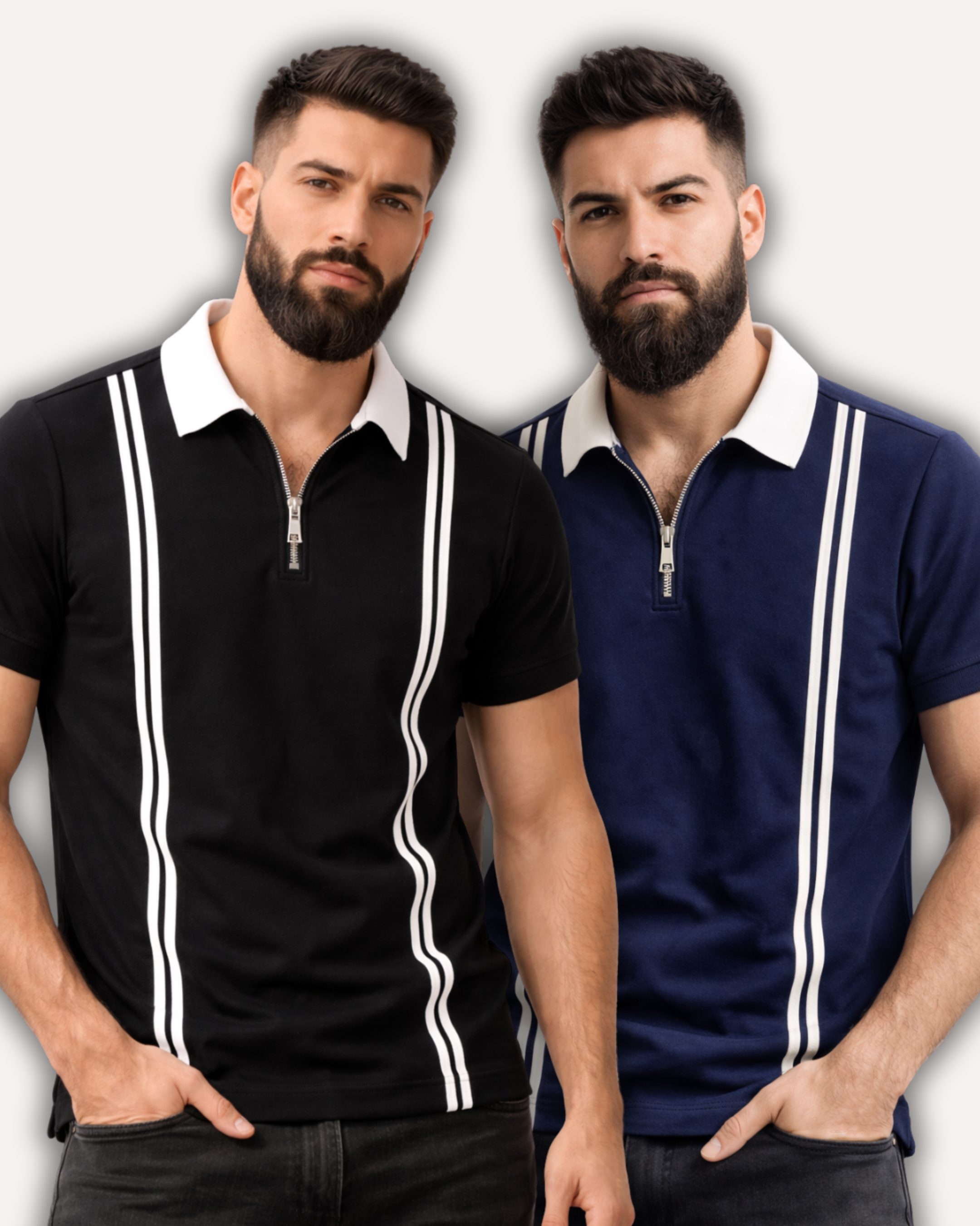 Pack of 2 Zipper Stripe Polo's