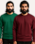Pack of 2 Basic Green & Maroon Premium Men’s Sweatshirt