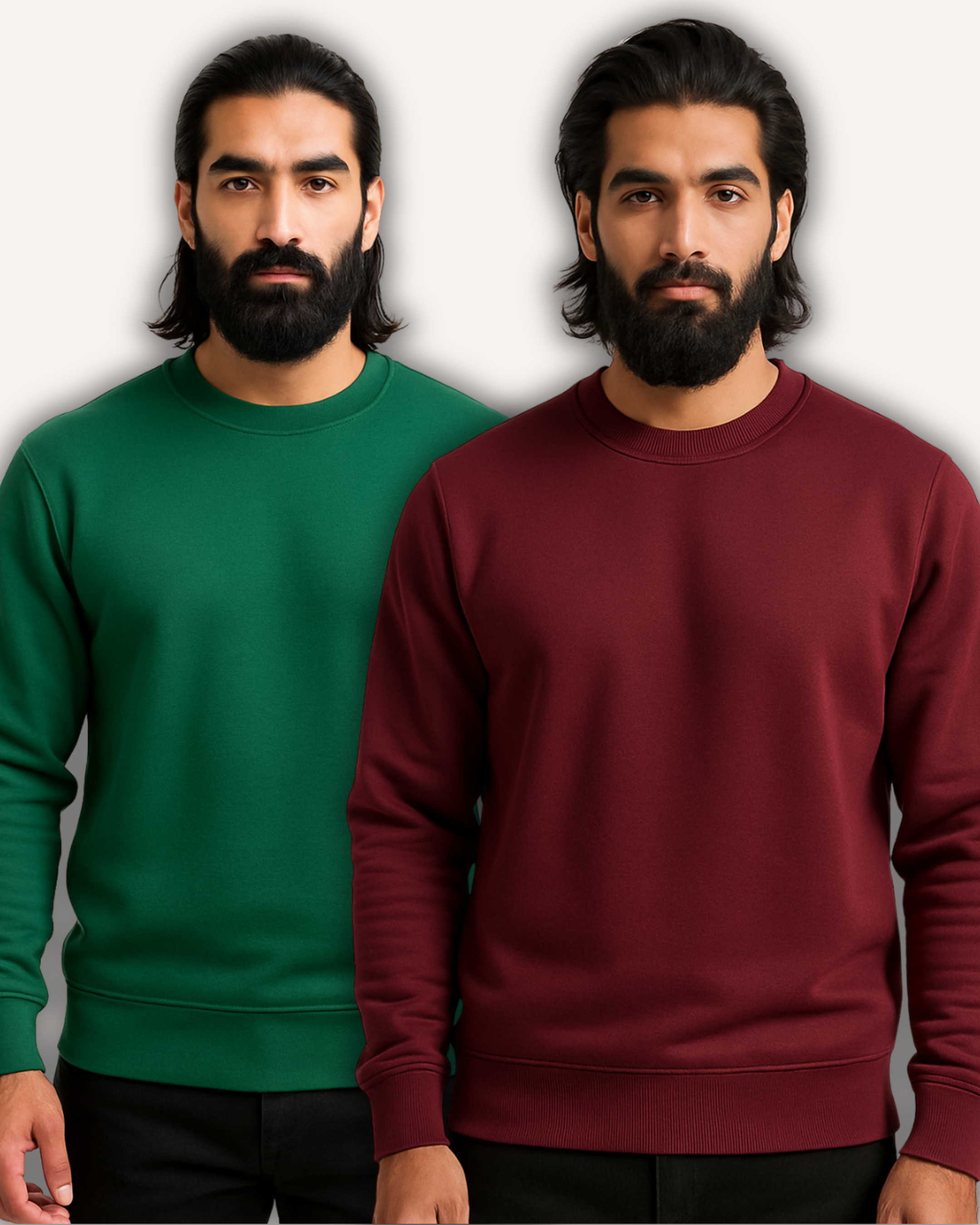 Pack of 2 Basic Green & Maroon Premium Men’s Sweatshirt