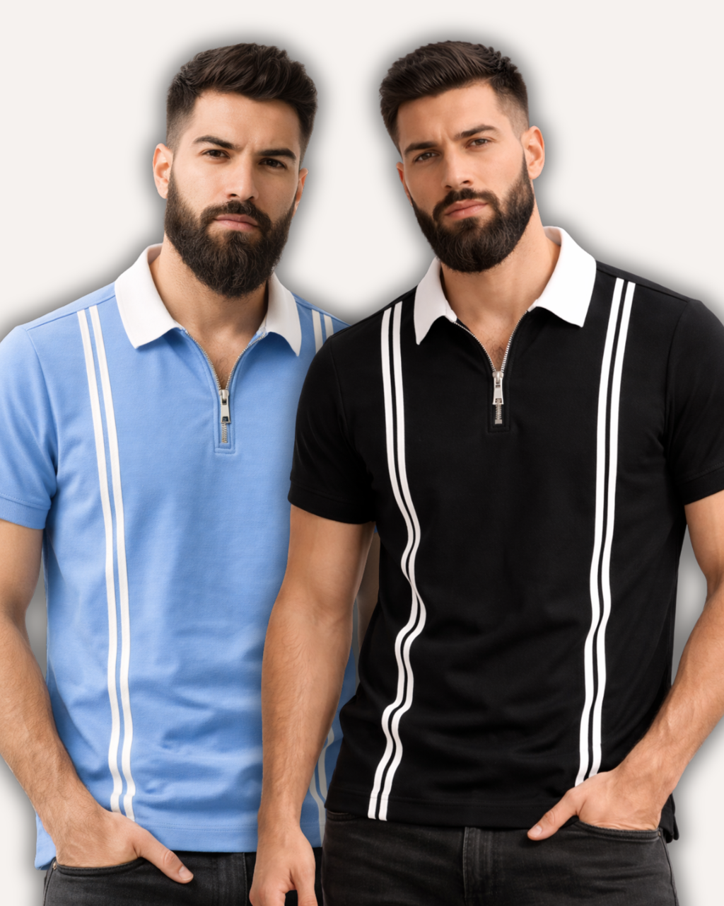 Pack of 2 Zipper Stripe Polo's
