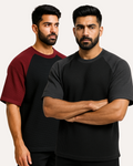 Pack of 2 Oversized Raglan Waffle Knit T-Shirts
