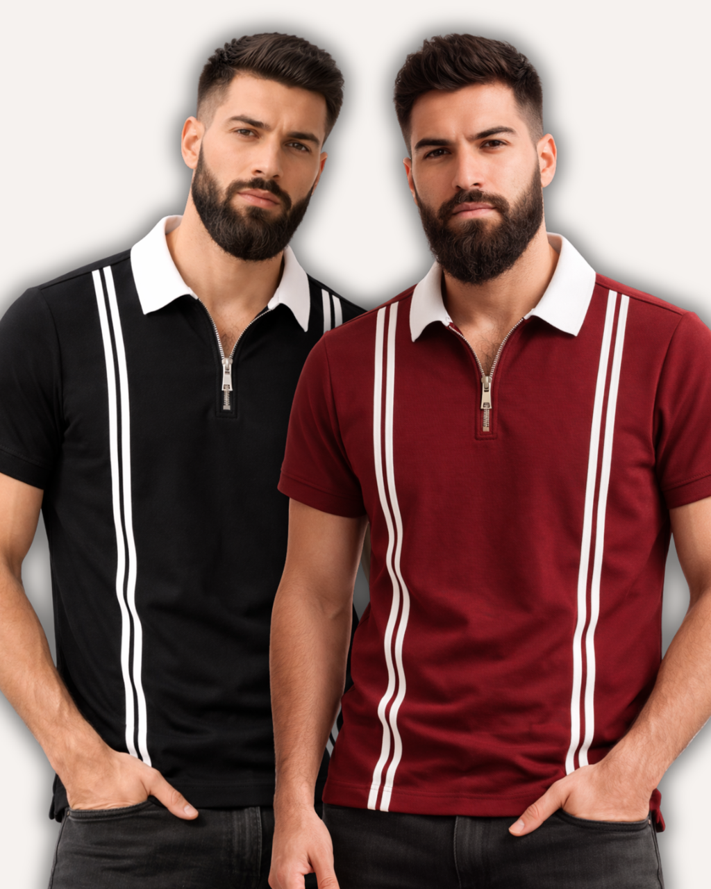 Pack of 2 Zipper Stripe Polo's