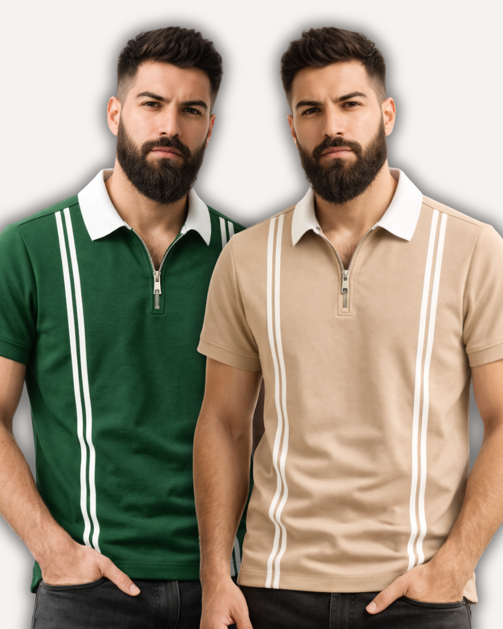 Pack of 2 Zipper Stripe Polo's
