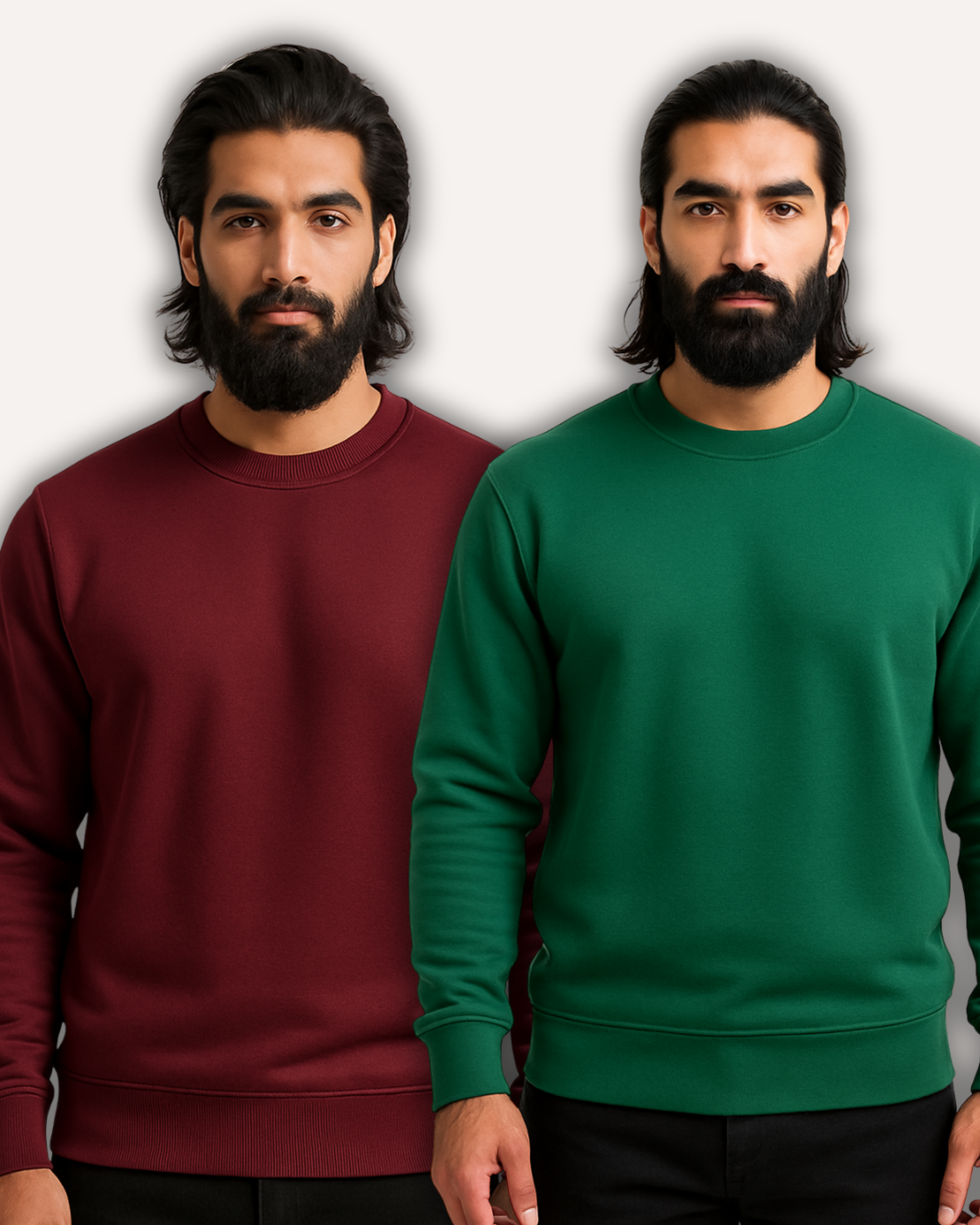 Pack of 2 Basic Maroon & Green Premium Men’s Sweatshirt