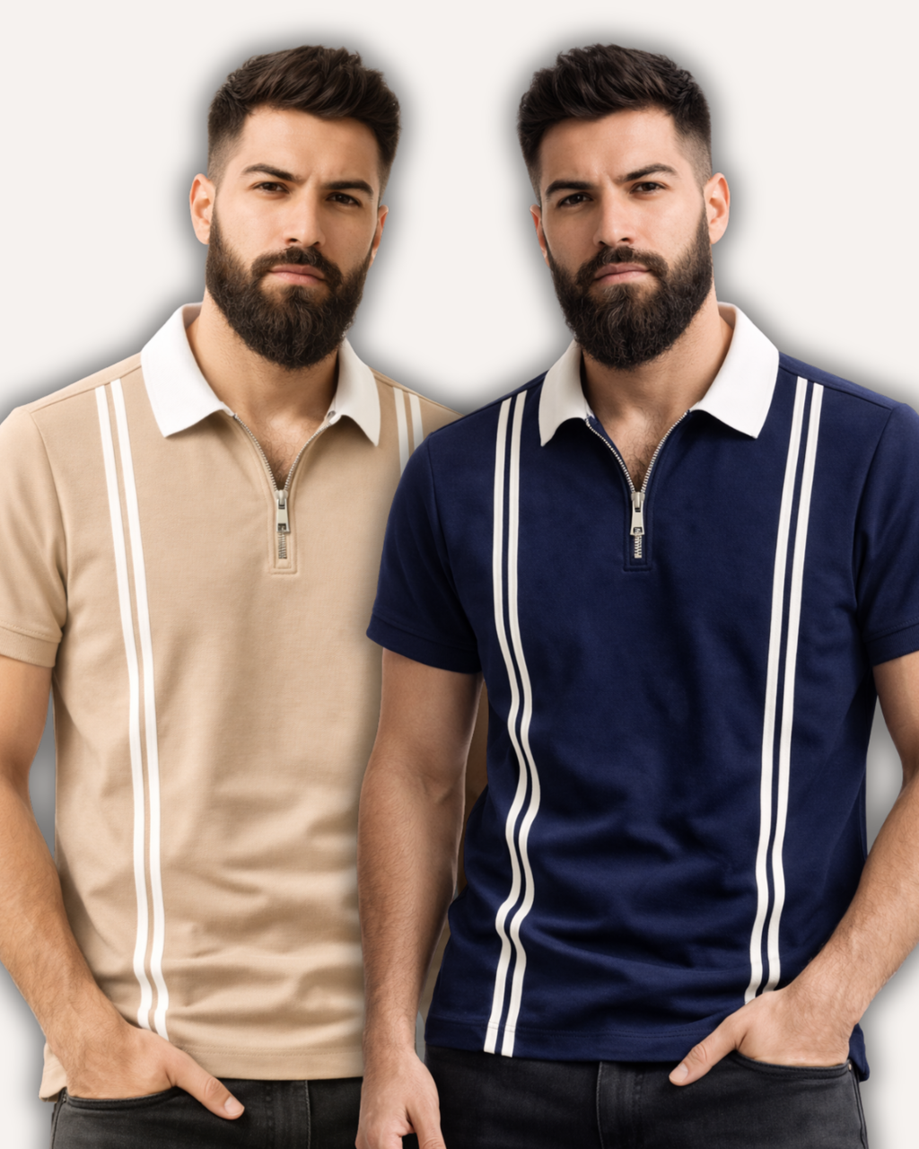 Pack of 2 Zipper Stripe Polo's
