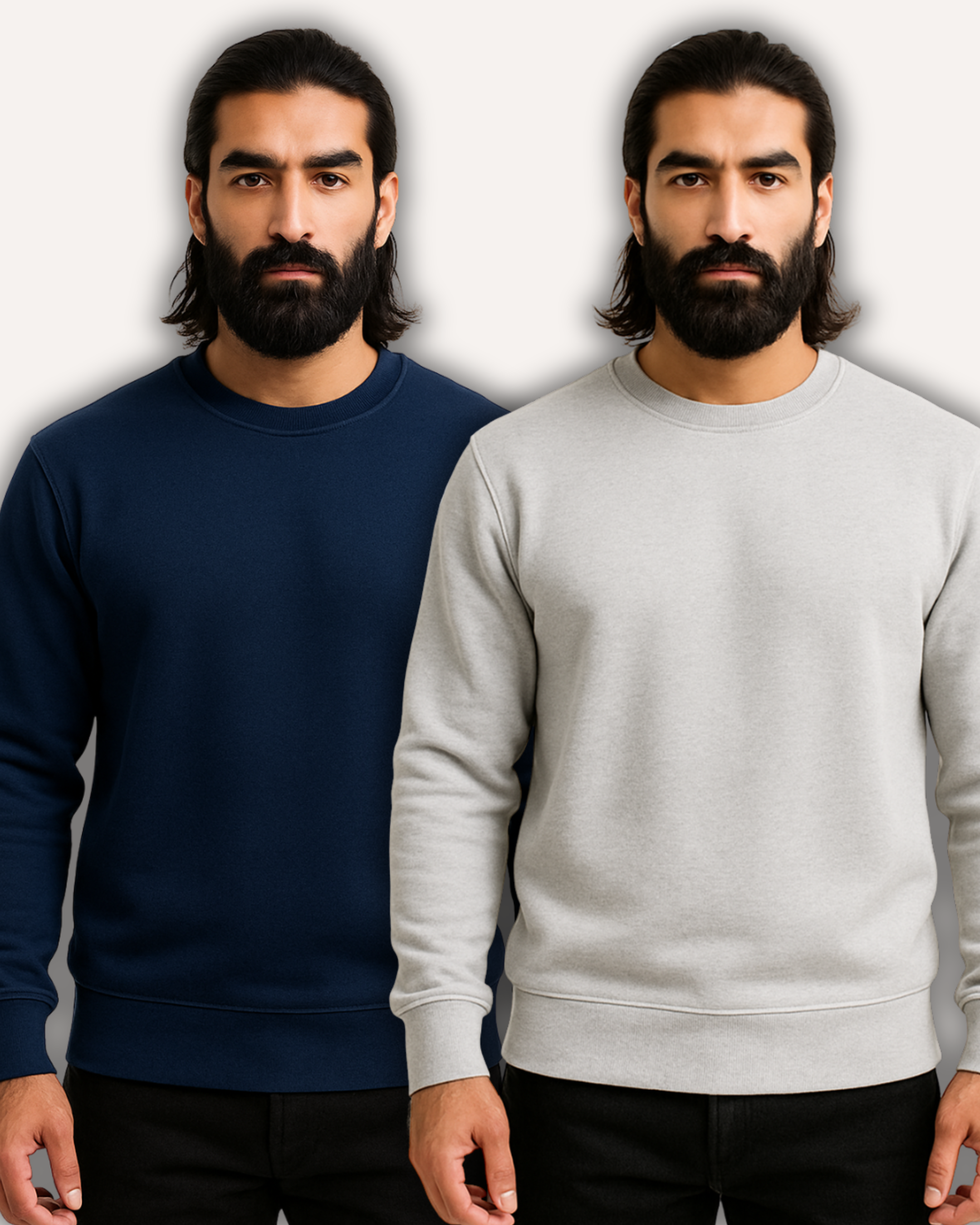 Pack of 2 Basic Blue & Grey Premium Men’s Sweatshirt