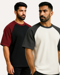 Pack of 2 Oversized Raglan Waffle Knit T-Shirts