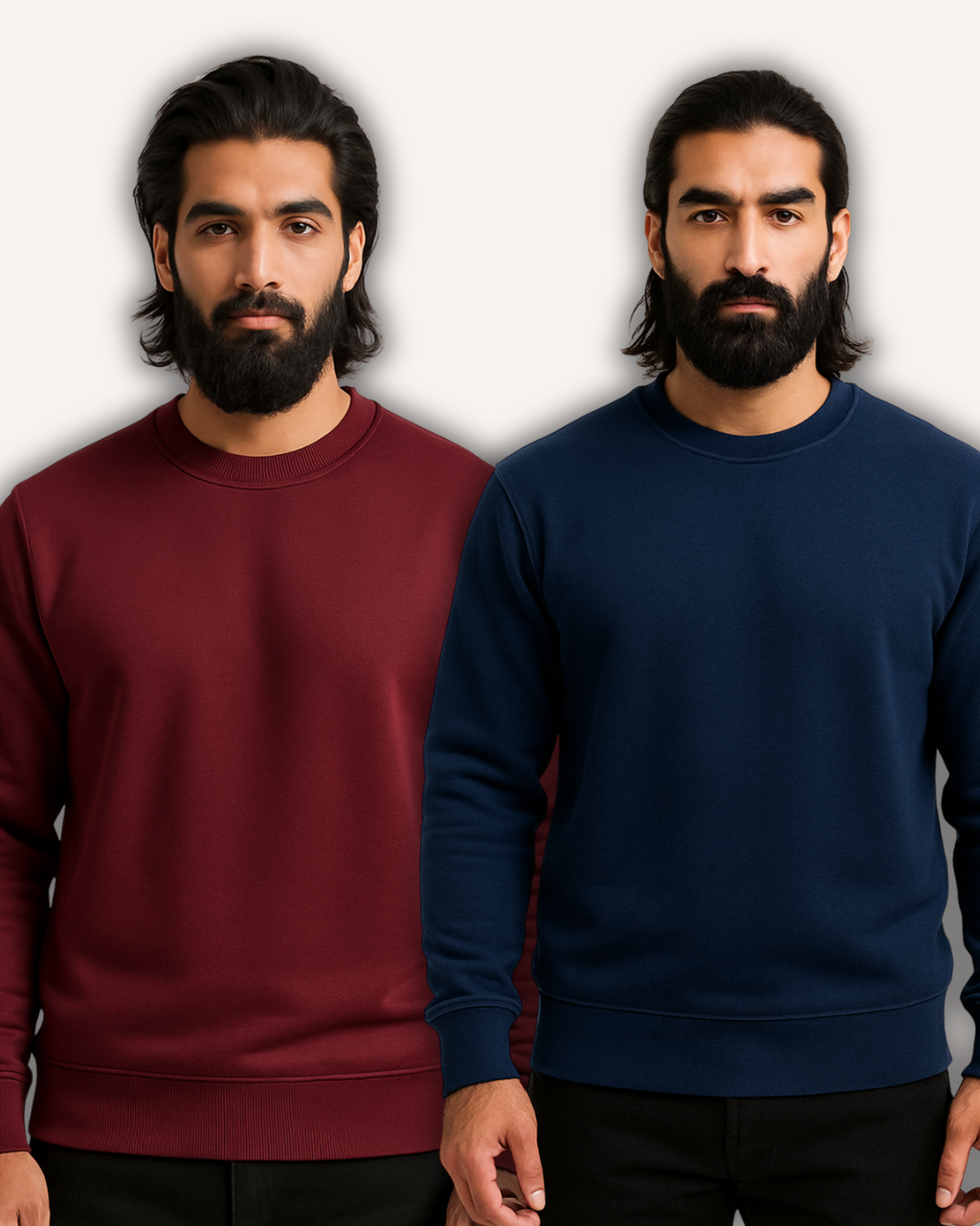Pack of 2 Basic Maroon & Blue Premium Men’s Sweatshirt