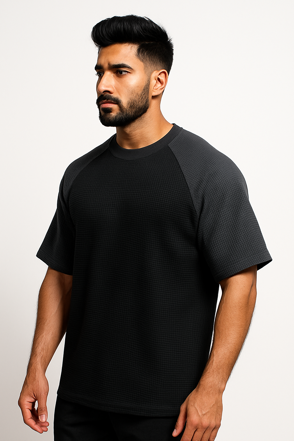 Pack of 2 Oversized Raglan Waffle Knit T-Shirts