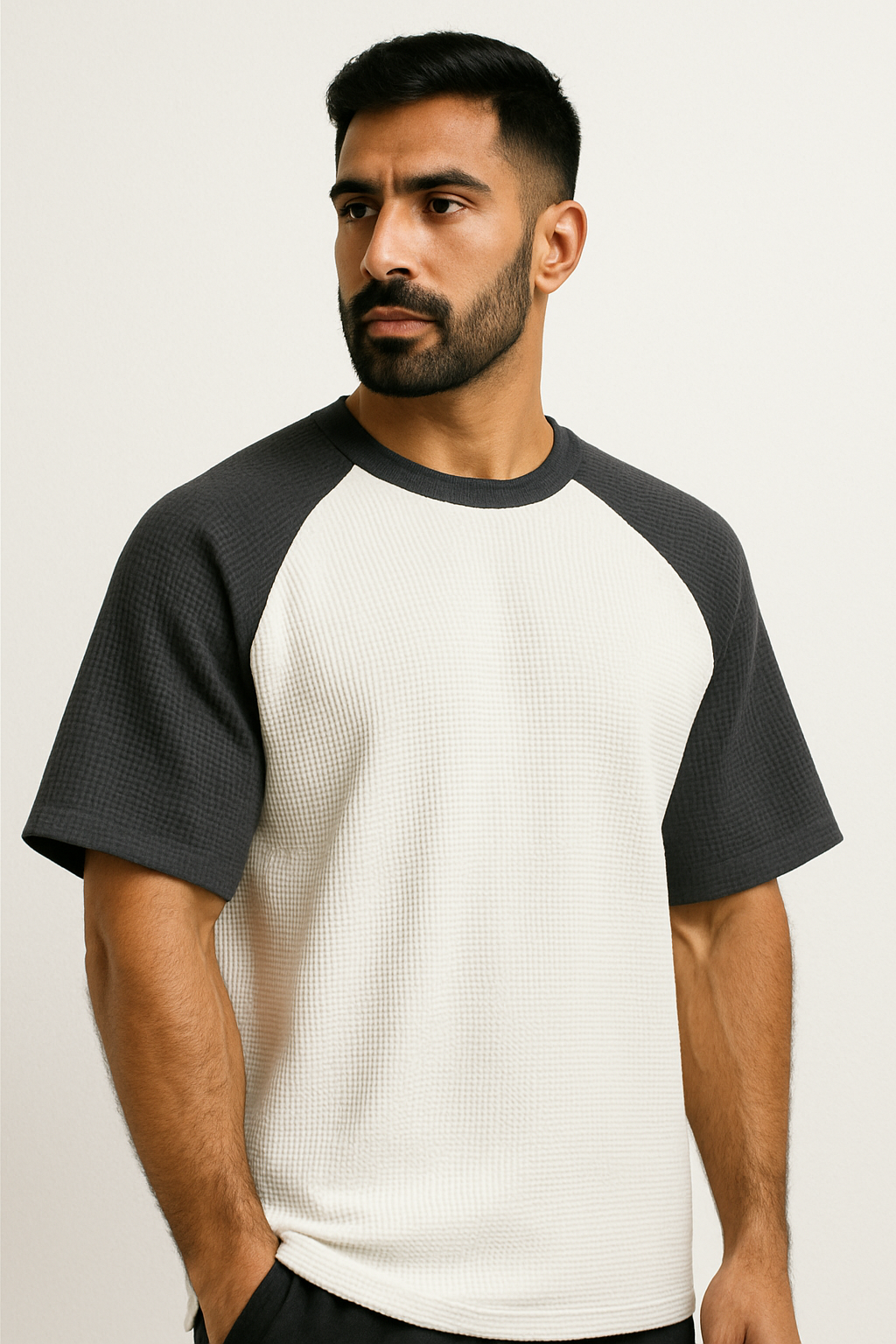 Pack of 2 Oversized Raglan Waffle Knit T-Shirts