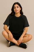 Oversized Waffle Knit Raglan T-Shirt for Women