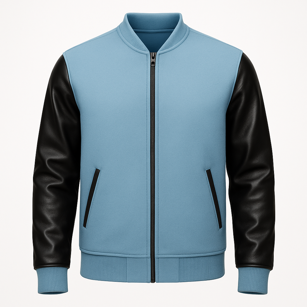 Men’s Sky Blue Fleece Bomber Jacket