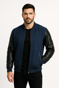 Men’s Navy Blue Fleece Bomber Jacket