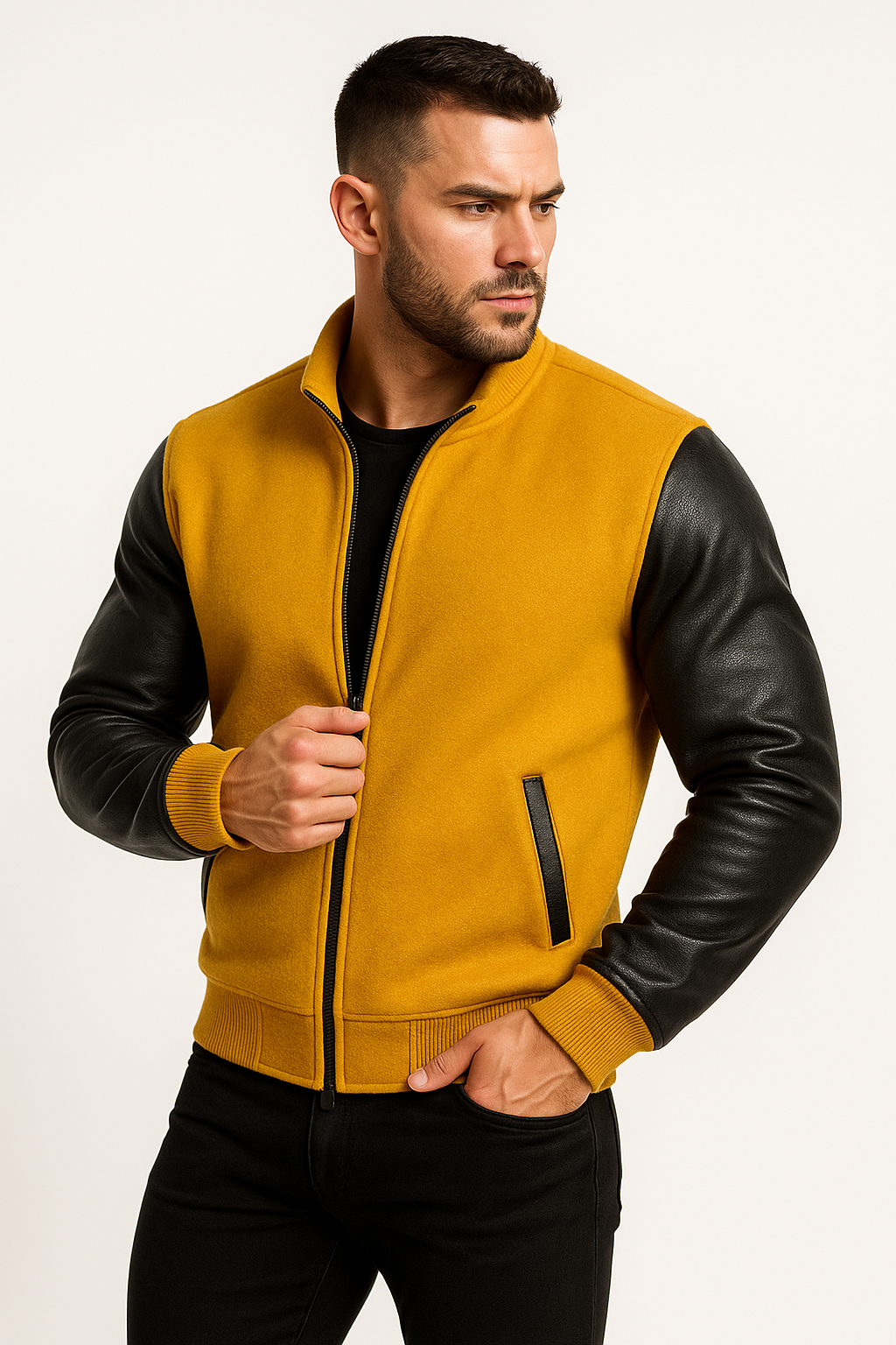 Men’s Mustard Fleece Bomber Jacket