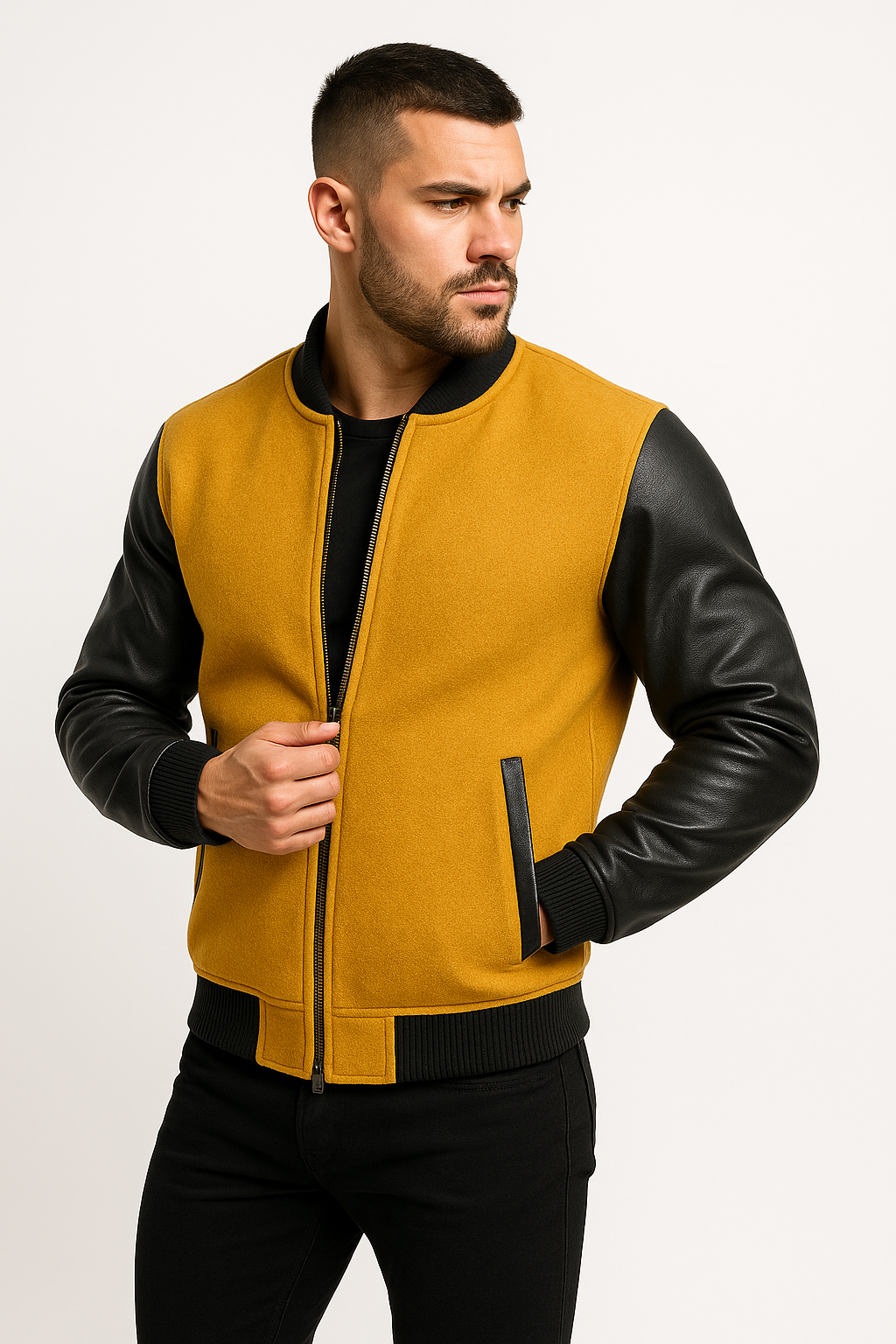 Men’s Mustard Fleece Bomber Jacket