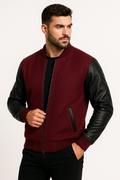 Men’s Maroon Fleece Bomber Jacket