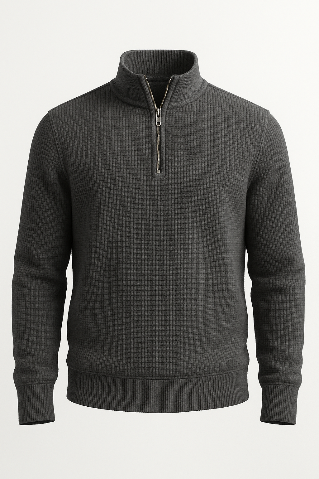 Charcoal WaffleZip Mockneck