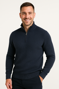 Navy Blue WaffleZip Mockneck
