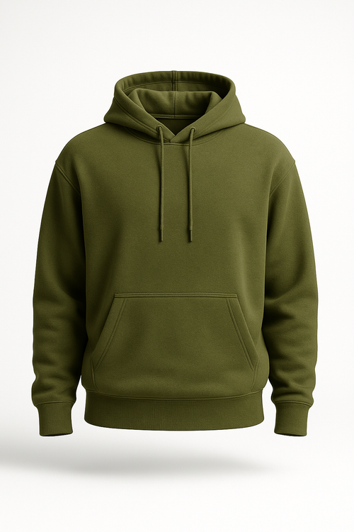 Army Green Basic Hoodie for Men – Drop Shoulder