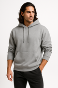 Gray Basic Hoodie for Men – Drop Shoulder