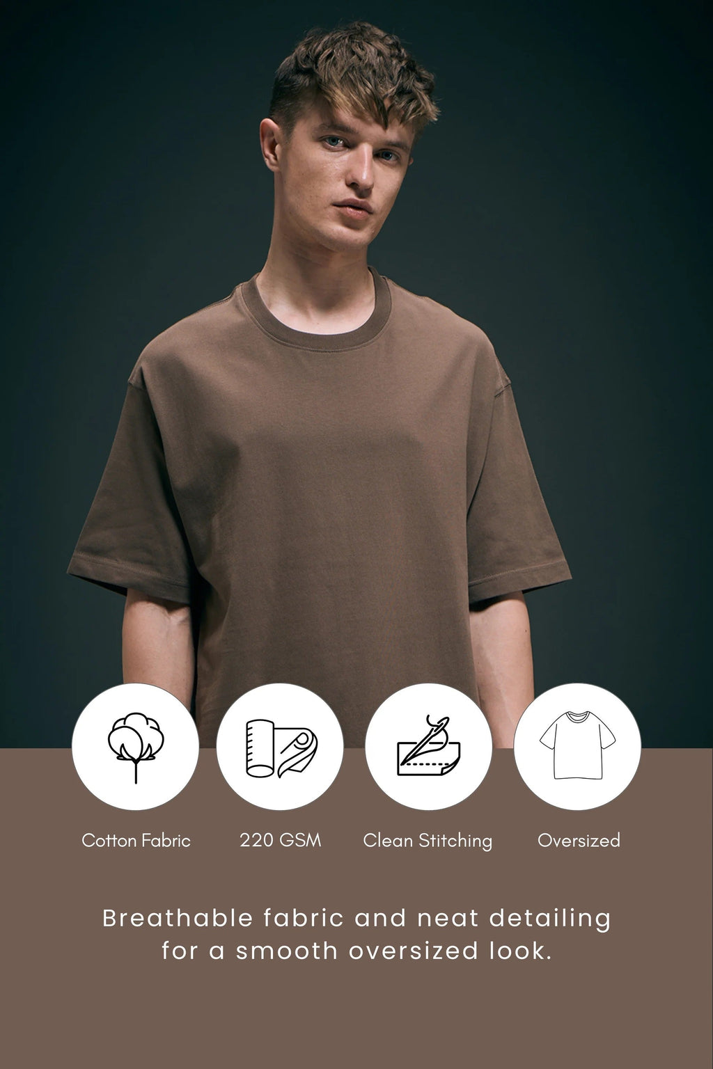 Dark Tan Oversized Drop Shoulder