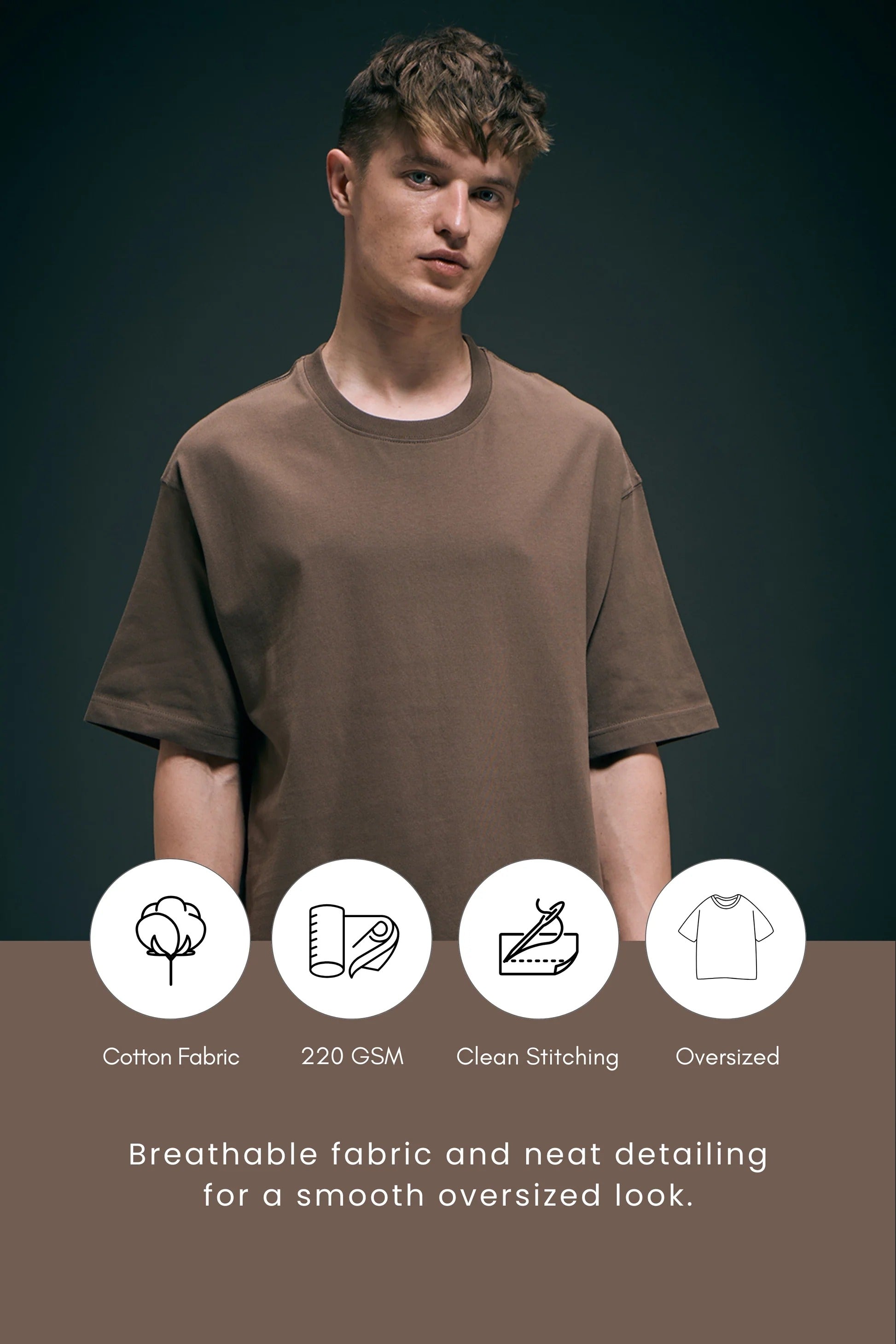 Dark Tan Oversized Drop Shoulder