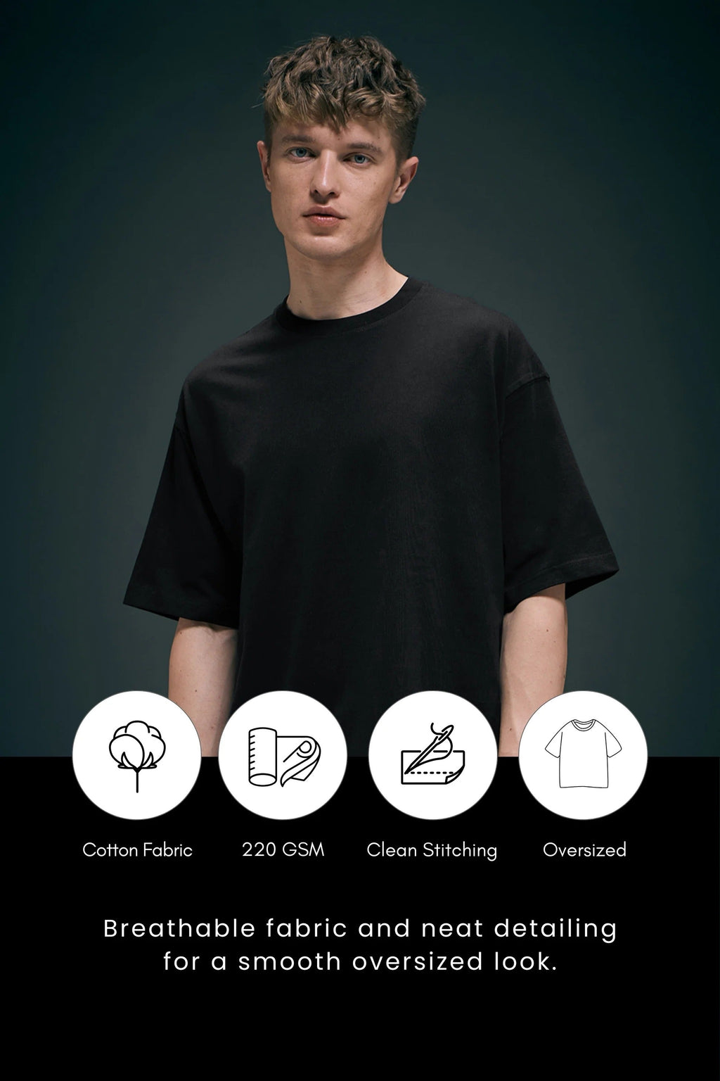 Black Oversized Drop Shoulder