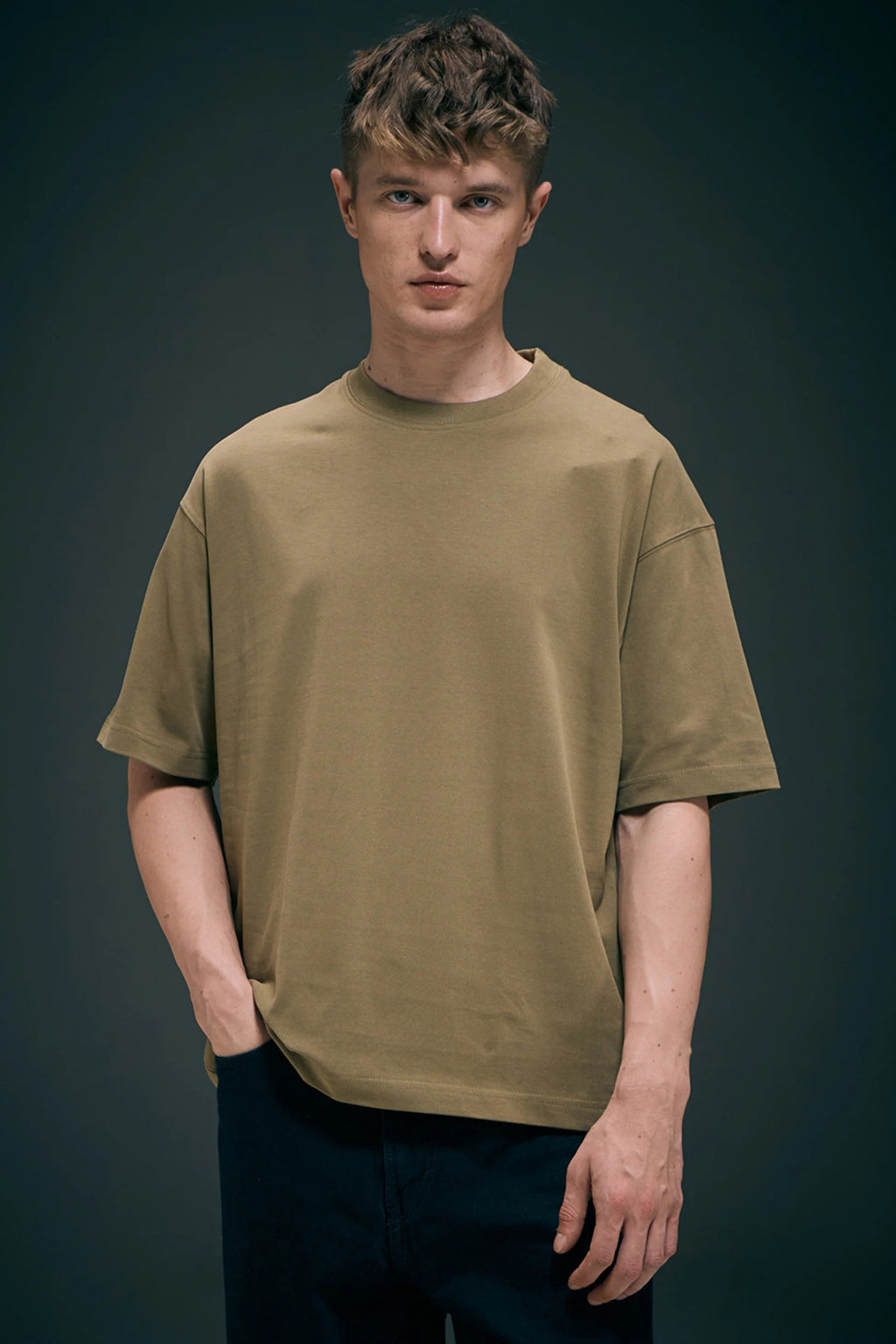 Olive Oversized Drop Shoulder