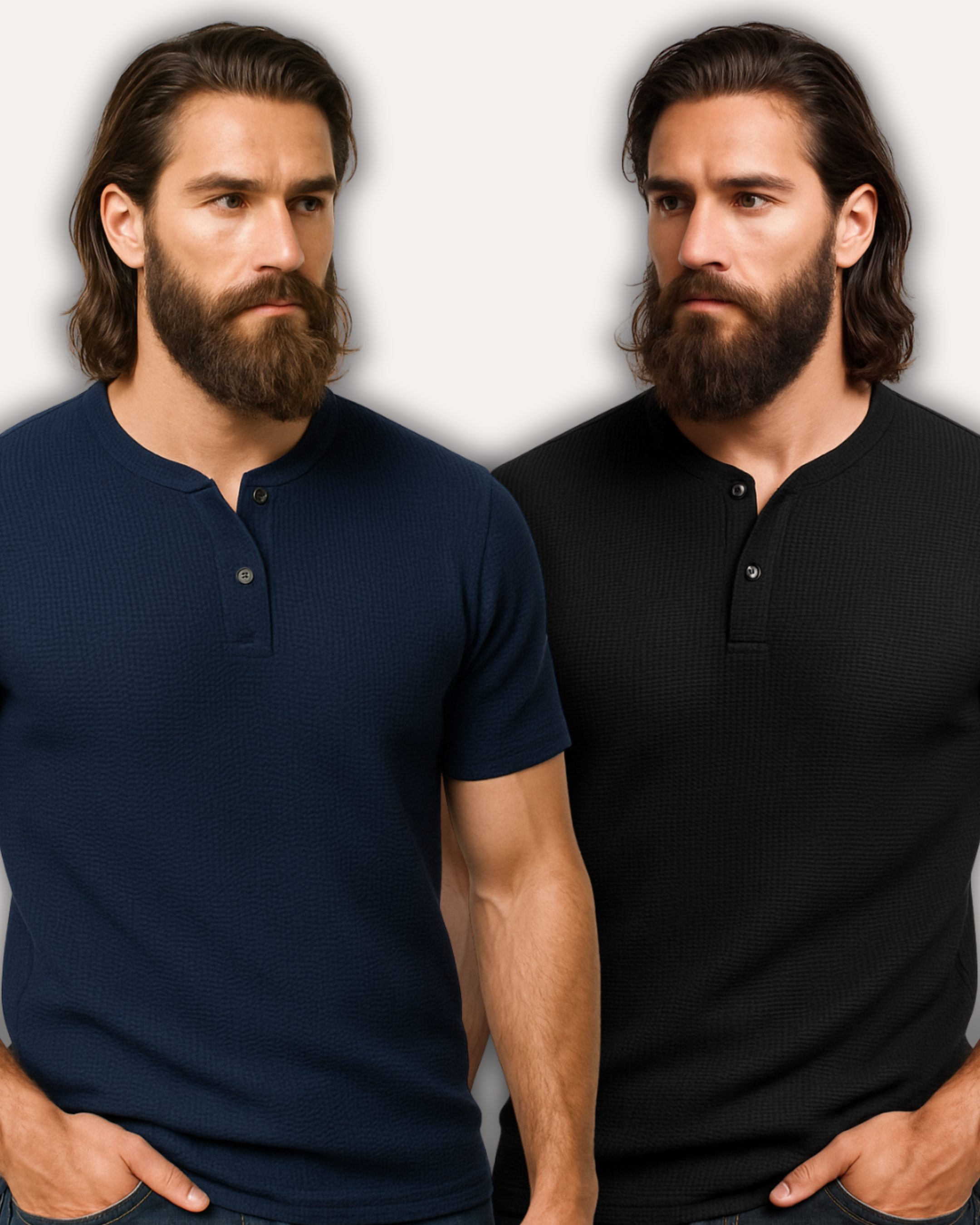 Pack of 2 Waffle Knit Henley T-Shirts