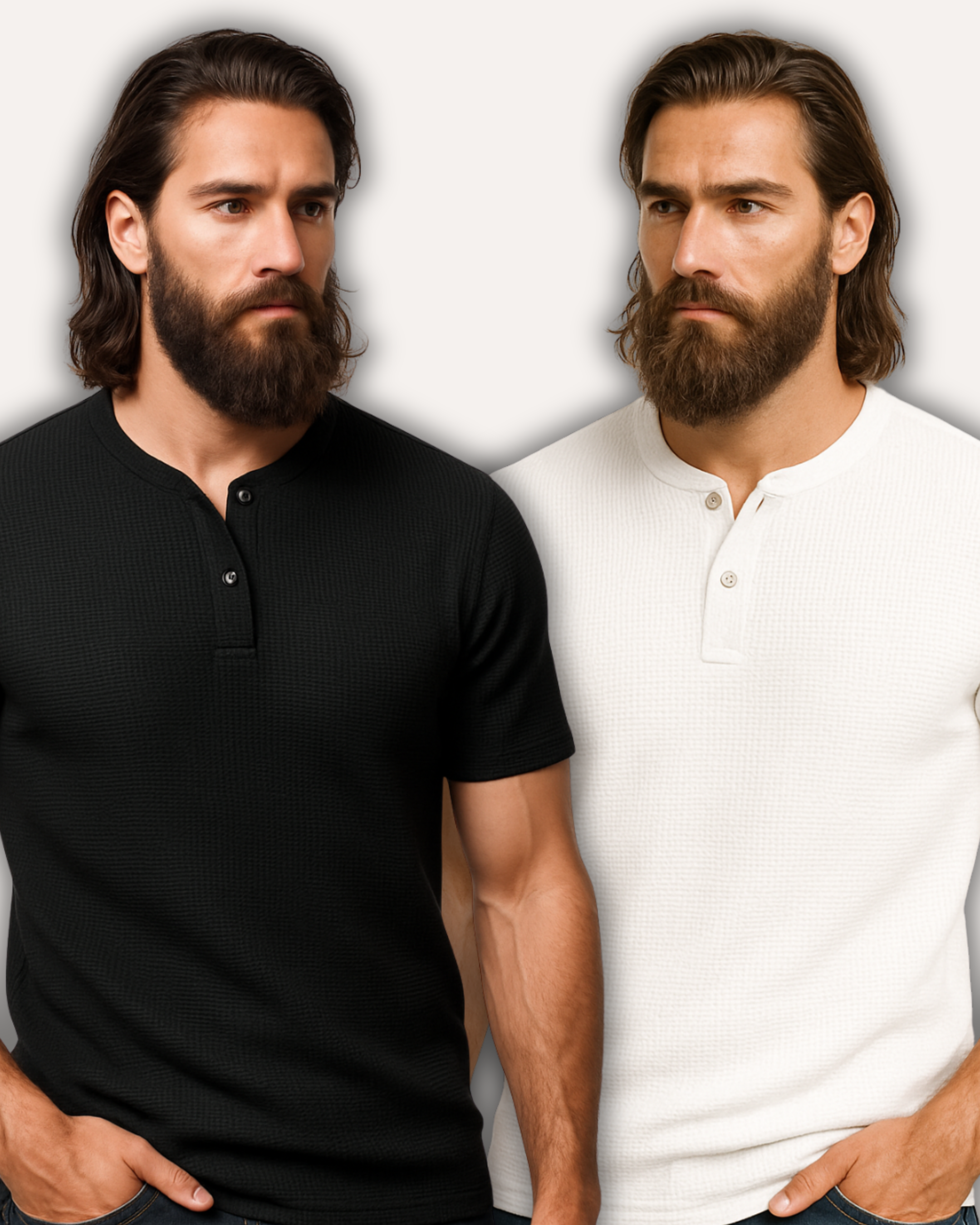 Pack of 2 Waffle Knit Henley T-Shirts
