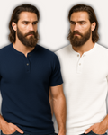 Pack of 2 Waffle Knit Henley T-Shirts
